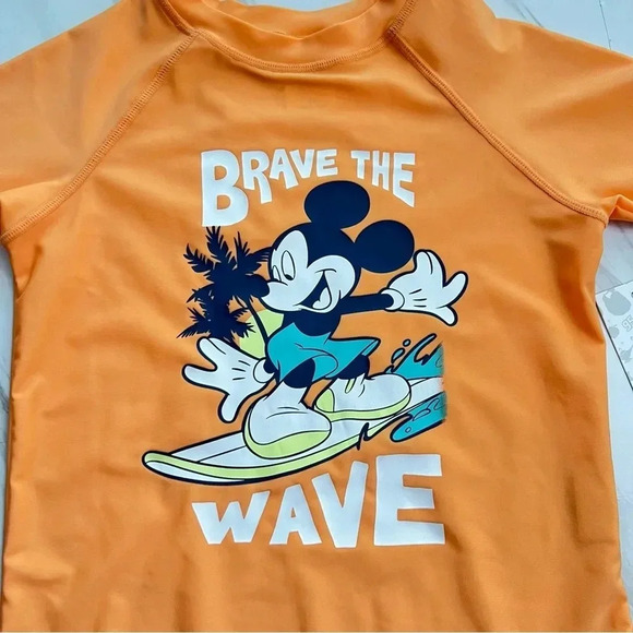 Disney's Mickey Mouse Boys "Brave the Wave" Rash Guard Swimsuit Top Size 4T - Picture 3 of 6